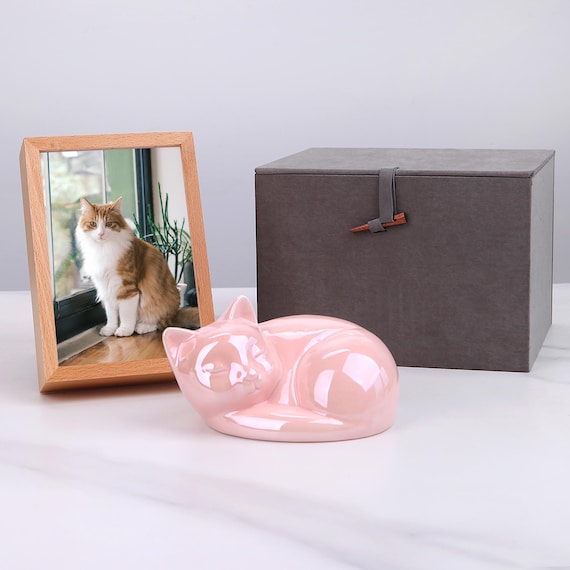 Personalized Cat Urn for Ashes, Black White Gray Custom Cat Urn, Pet Urn Cremation Memorial Box, Pet Ashes Keepsake Cat Cremation Box