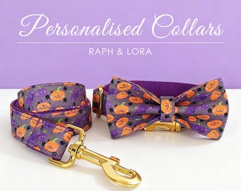 Ghost Pumpkin Halloween Dog Collar | Spooky Ghost Dog Collar, Pumpkin Dog Collar, Haunted Fall Pet Gift, Adjustable Personalized Collar