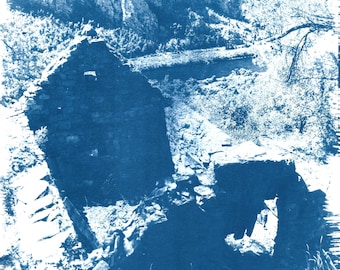 Stone ruins in Croatia cyanotype photography