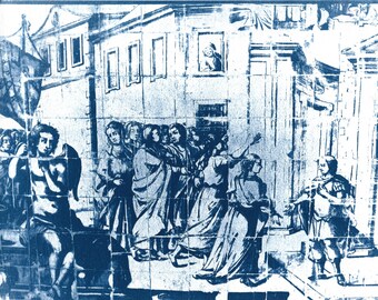 Portuguese azulejo tile cyanotype print, 8x10