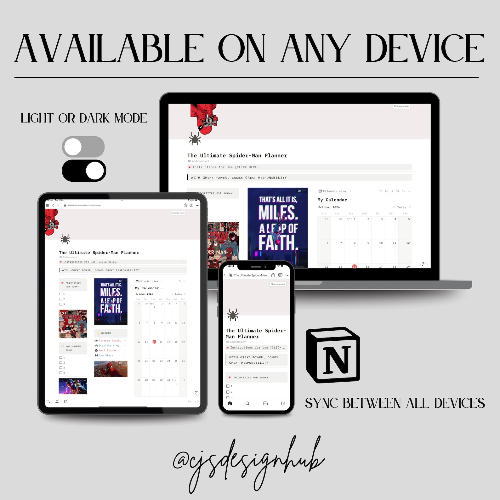 Notion Personal Planner Ultimate Planner Spider-man Notion Dashboard Notion Template Digital ...