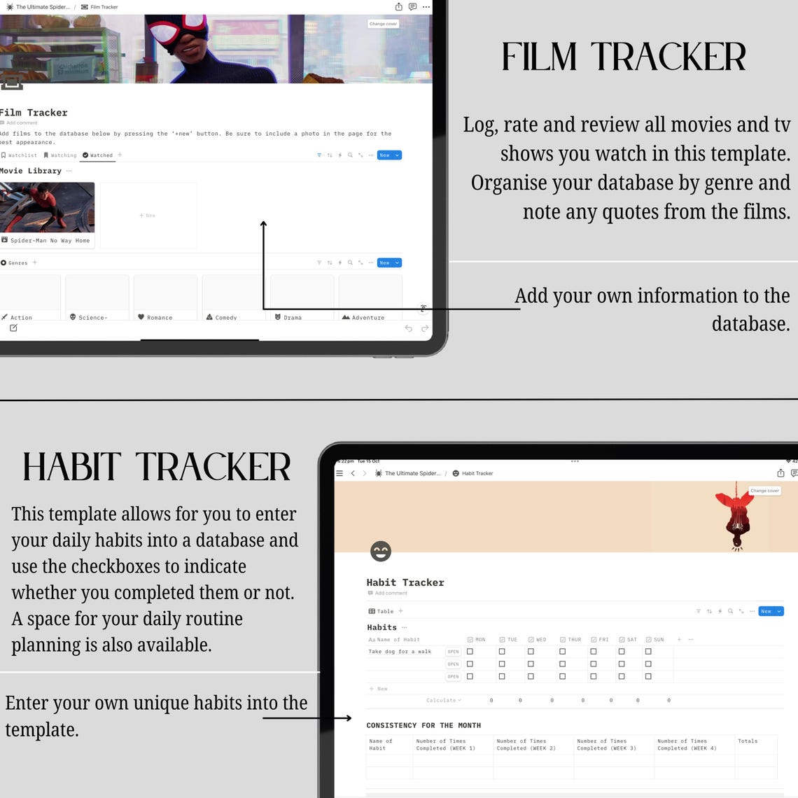 Notion Personal Planner Ultimate Planner Spider-man Notion Dashboard Notion Template Digital ...