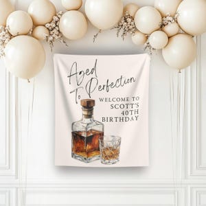 カスタムマンバースデー背景完璧に熟成されたウイスキーバースデーバーボンパーティー退職バナーパーティーデコレーションパーソナライズされたアルコール部分