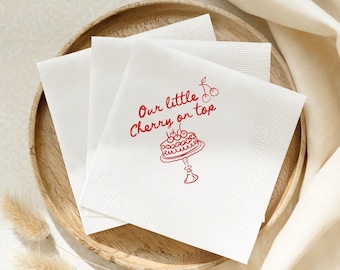 Cherry baby shower she our cherry on top baby shower napkins baby girl shower decor napkins