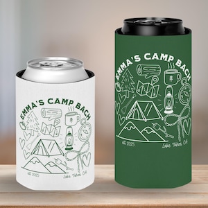 Custom Camp Bachelorette Can Cooler Personalized Coozie Cabin Bachelorette Cabin Crew Before I Do Bachelorette Party Gifts Party Favor