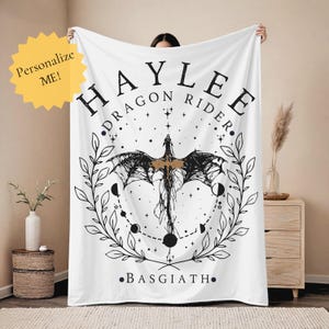 Onyx storm blanket fourth wing throw merch fourth wing custom personalized gift for book lover bookish gift iron flame xaden dragon blanket