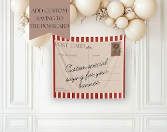 Custom Wedding Postcard Banner Personalized Love Letter whimsical wedding welcome sign The Night Before Sign Personalized Fabric Banner