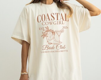 Custom Coastal Cowgirl Bachelorette Party Shirt Personalized Charleston Bachelorette Austin bachelorette Last Rodeo Nashville Bride Gift
