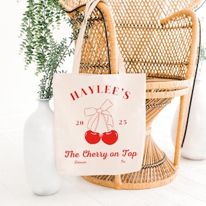 Custom Cherry on top bridal shower tote gift Cherry party favor bachelorette merch bridal shower bridesmade gifts luxury bride gift