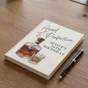 Aged To Perfection Birthday Personalized Guest Book Mens advice Journal Matte custom Whiskey Party decorations Old fashioned better with age