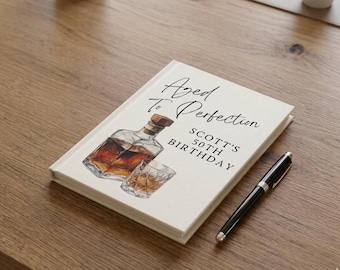 Aged To Perfection Birthday Personalized Guest Book Mens advice Journal Matte custom Whiskey Party decorations Old fashioned better with age