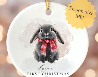 Rabbit Christmas ornament gift for rabbit lover lop rabbit Christmas first Christmas gift custom Christmas ornament baby keepsake