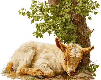 10 Baby Goat Clipart, Cute Goat Clipart, Farm Animal Clipart, Kid Goat, Cute Goat Sleeping, High-Quality PNGs, Paper Craft, Junk Journal