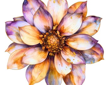 Ilustração vetorial de dálias em aquarela, arte floral para imprimir (download digital)