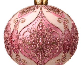 16 imagens de enfeites de Natal rosa, decorações natalinas com miçangas, enfeites modernos para árvore, aquarela para imprimir, download digital, artesanato.