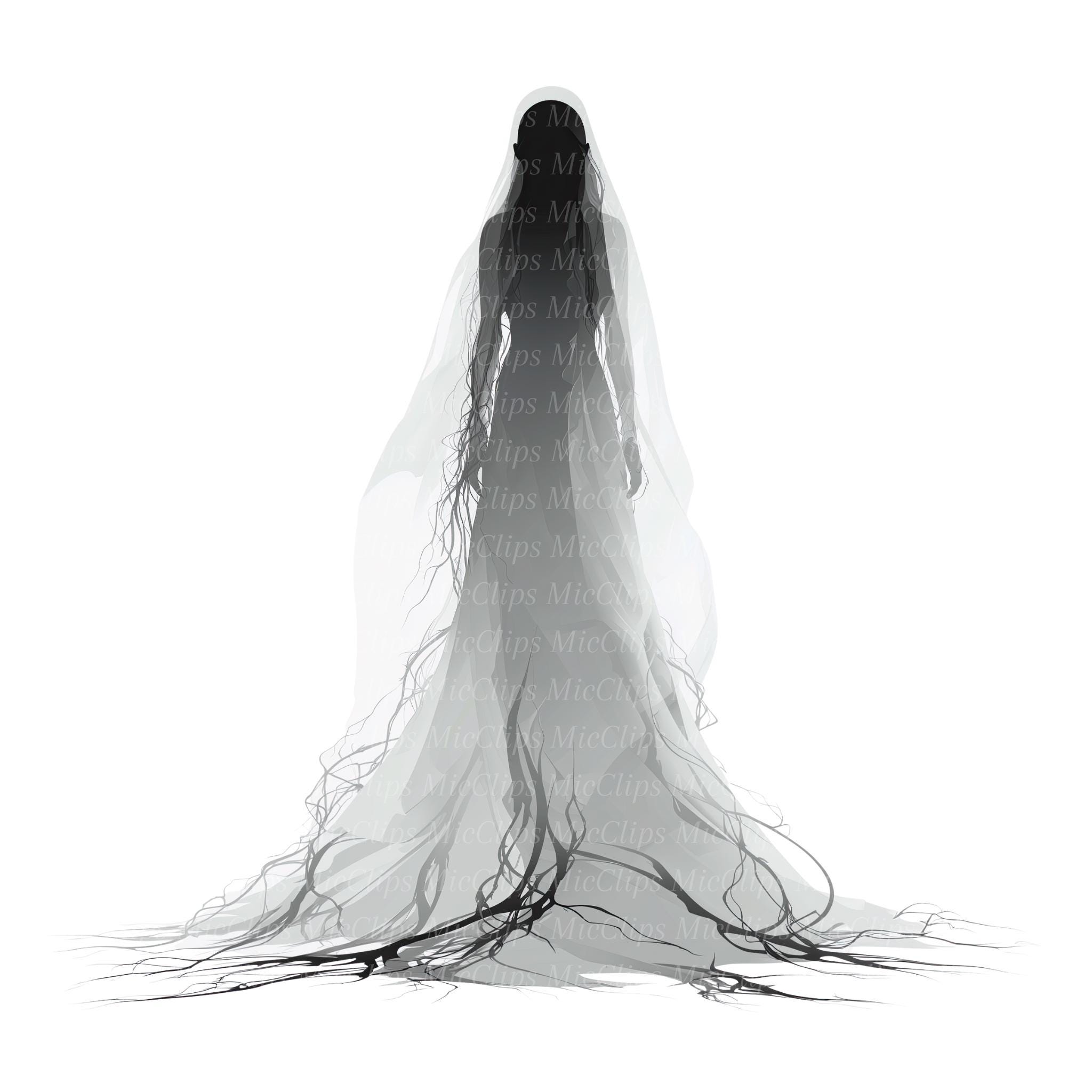 12 Spooky Ghost Bride Clipart, Haunting Bride, Ghost Bride Silhouette ...