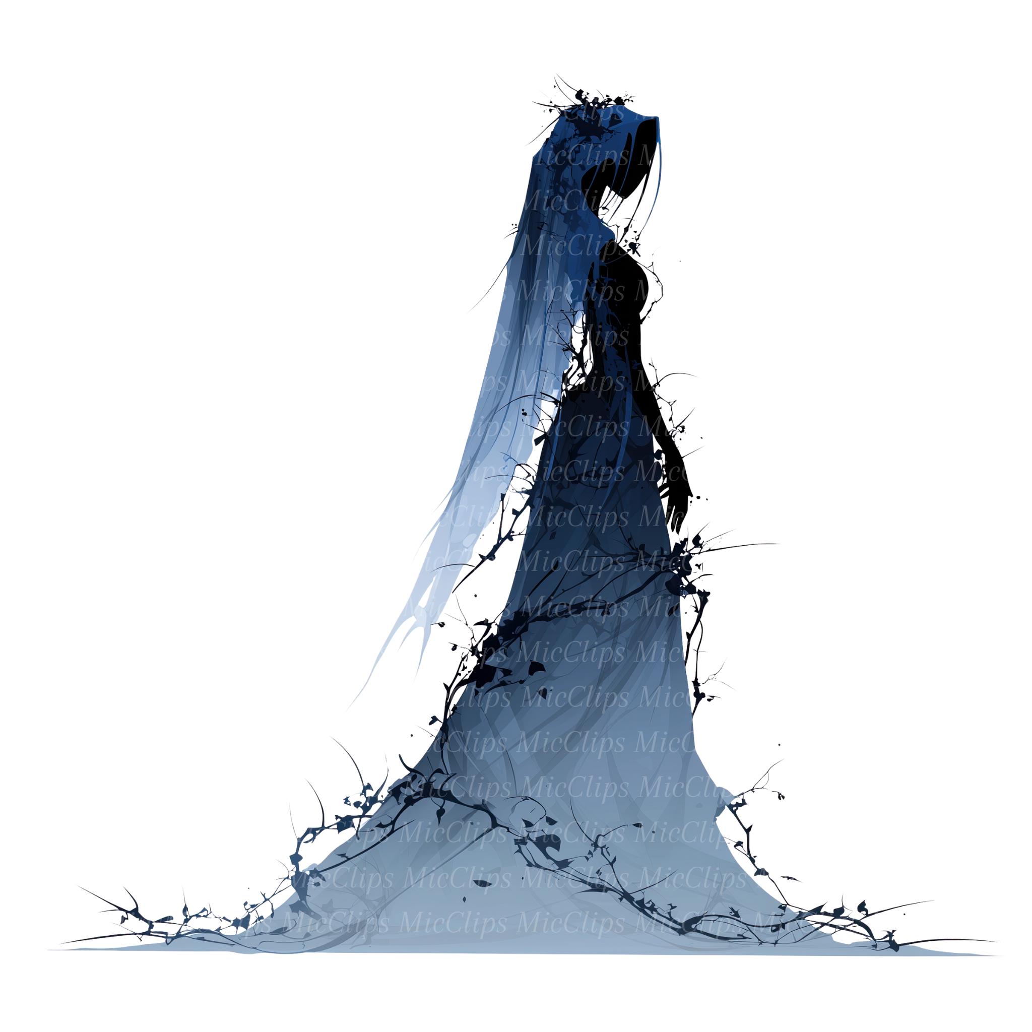 12 Spooky Ghost Bride Clipart, Haunting Bride, Ghost Bride Silhouette ...