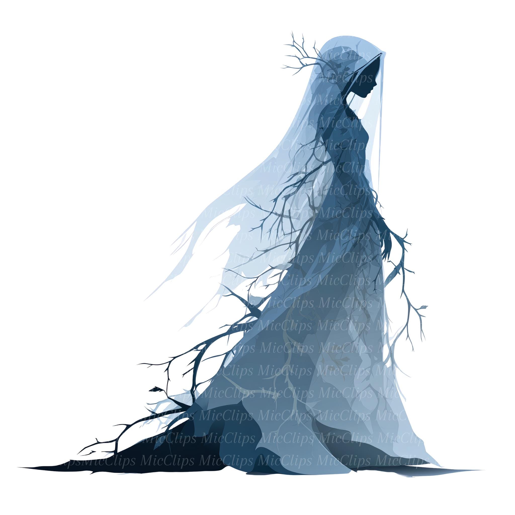 12 Spooky Ghost Bride Clipart, Haunting Bride, Ghost Bride Silhouette ...
