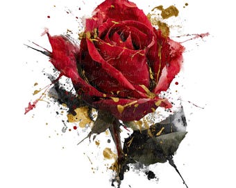 10 Red Rose Clipart, Gothic Rose Clipart, Gothic Flowers, Abstract Rose, Digital Download, High Quality PNGs, Commercial Use, Junk Journal