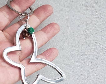 Silver butterfly keychain, aluminum butterfly outline key ring, large minimalist butterfly key hoder