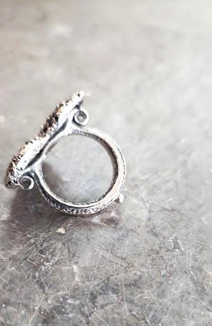 Anello In Argento Sterling 925 Filigrana - Aperto, Regolabile, Larghezza 10 Mm, Circonferenza 50-61 Mm