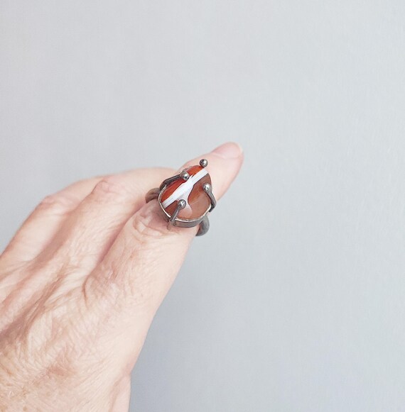 Unique carnelian ring, solid sterling silver stat… - image 5
