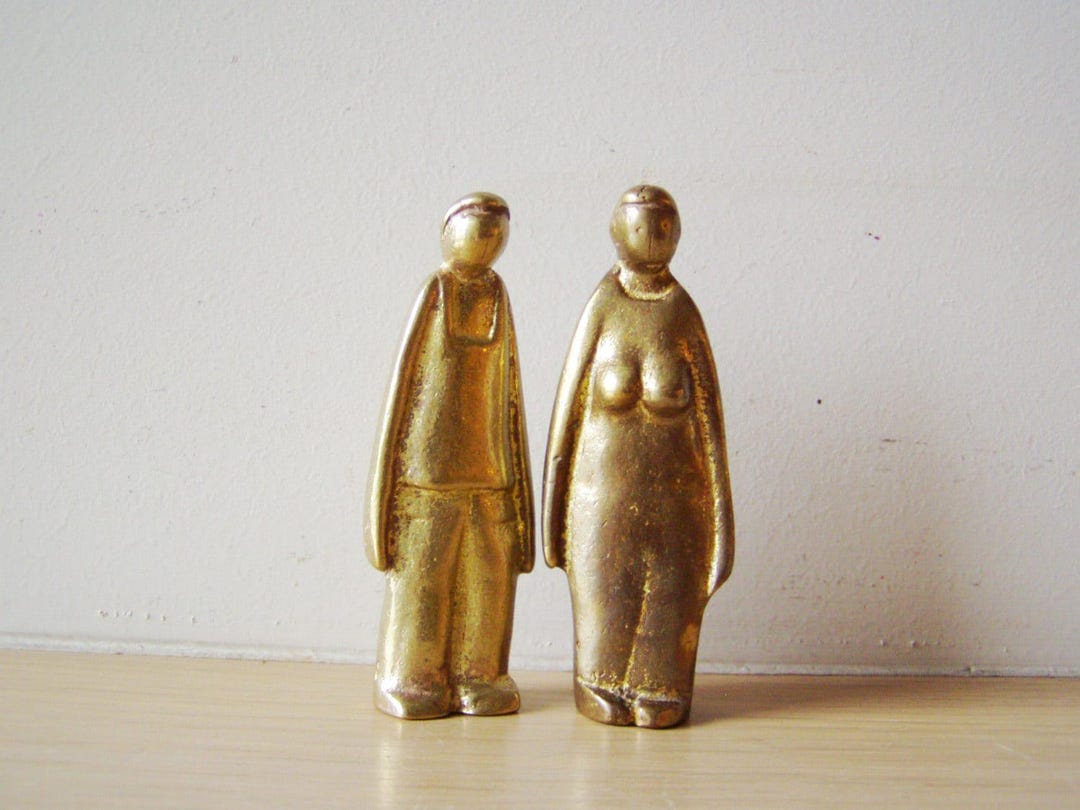 Man Woman Sculpture, Pair of Two, Solid Brass Sculptures, Slightly ...