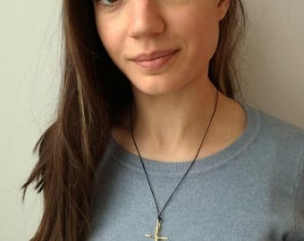 Collana Donna AMELINE Croce In Oro 14K - Catena Minimalista - Nuova Con Etichette - Foto 2