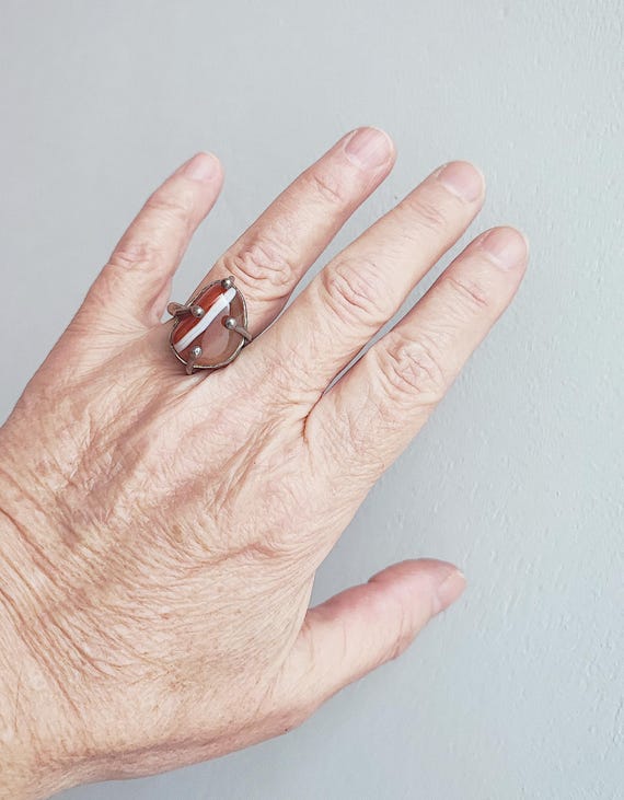 Unique carnelian ring, solid sterling silver stat… - image 3