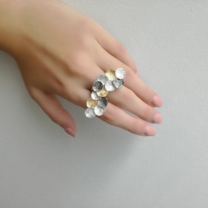 指輪・リング Three Finger Statement Ring Handmade Realistic Cloud Ring | Statement Ring | Triple