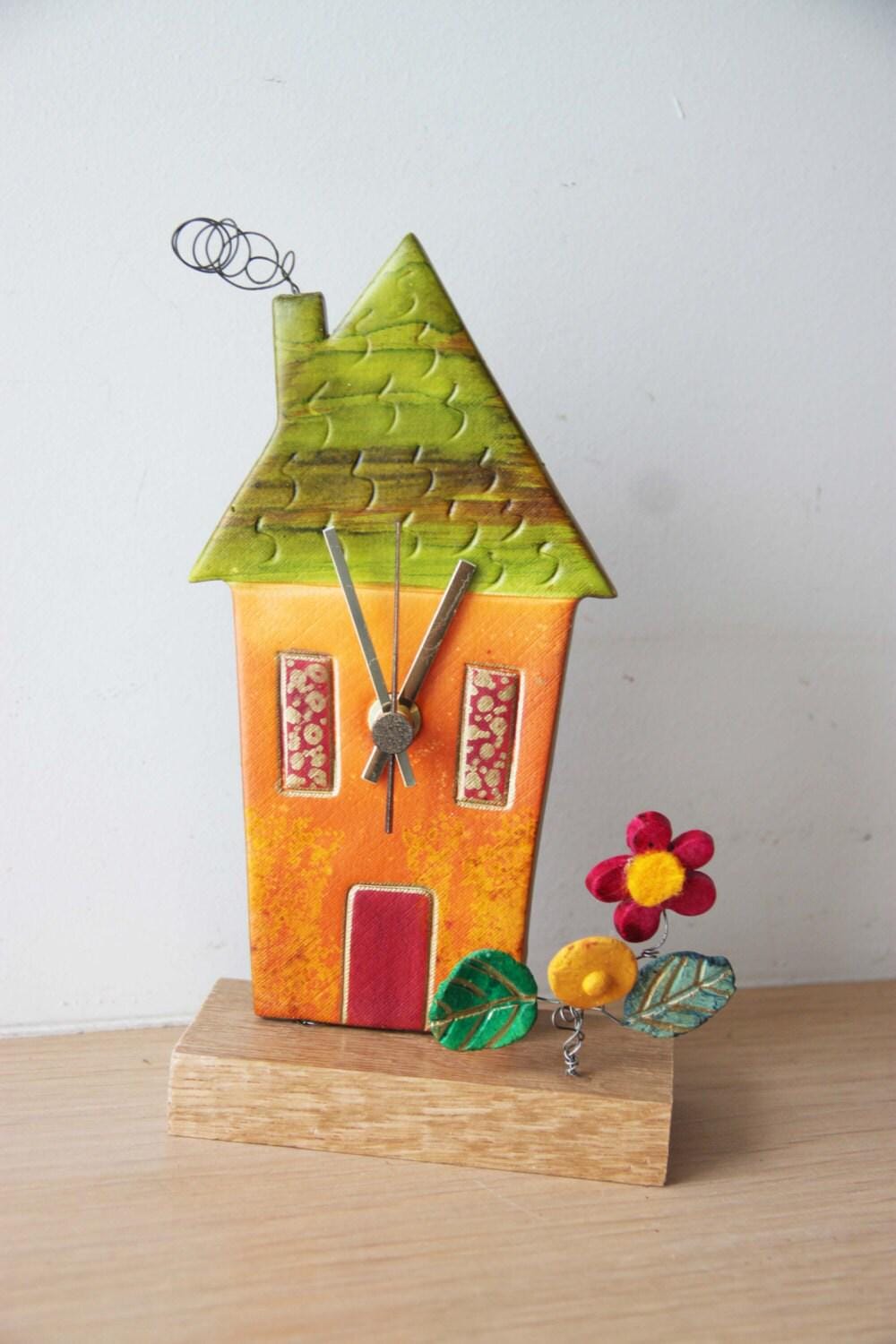 Little House Clock, Colourful Ceramic House Clock, House Shaped Clock ...