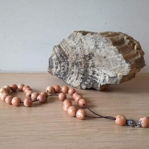 Coral worry beads, bamboo coral worry beads with sterling silver on brown cord, greek komboloi, prayer beads mala, mens gift coral mala