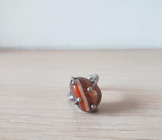 Unique carnelian ring, solid sterling silver stat… - image 6