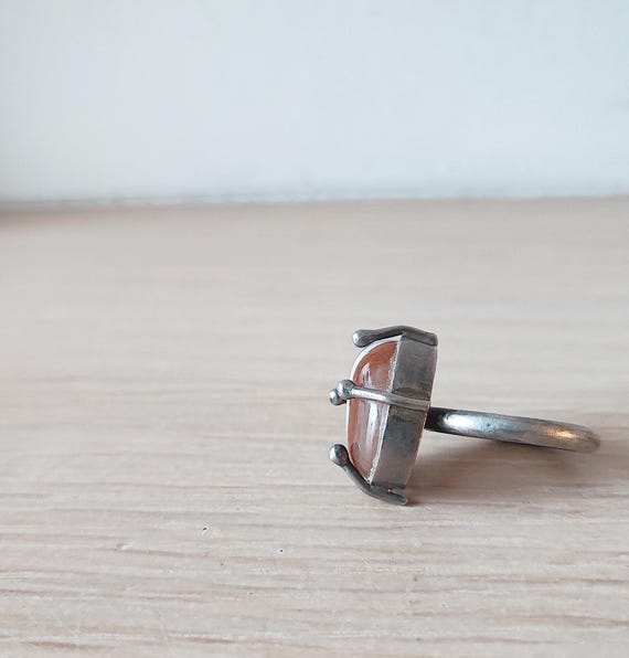 Unique carnelian ring, solid sterling silver stat… - image 4