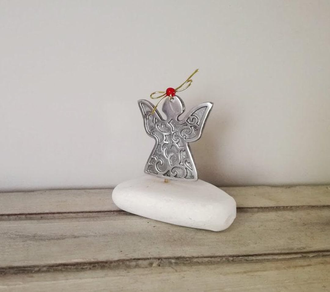 Silver Angel Sculpture, Carved Aluminum Small Sculpture of Angel on ...