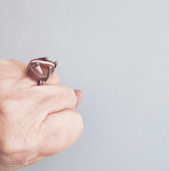 Unique carnelian ring, solid sterling silver stat… - image 13
