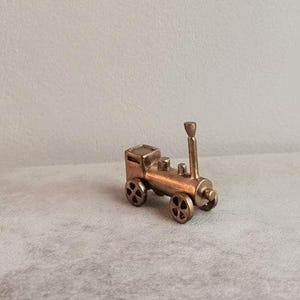Brass train sculpture, tiny, brass, train locomotive miniature, tiny brass train locomotive figurine,