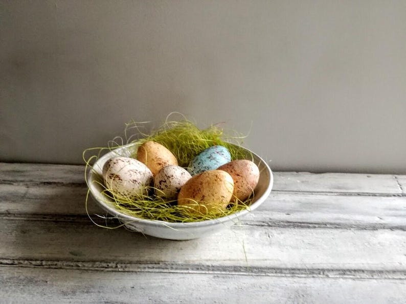 Ivory easter egg, solid ceramic easter egg, creamy beige, splotched egg, easter decor egg, small easter egg, greek easter egg, natural egg image 1