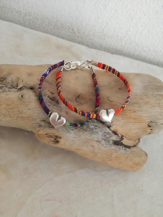 Silver Heart Bracelet, Alloy Heart Bead Bracelet, Gilrs Friendship