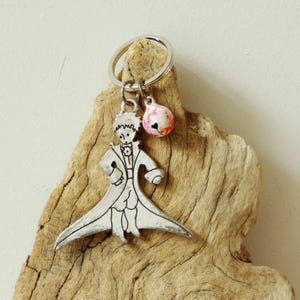 Boy prince keychain, alloy prince charm with colourful bell, girls&#39; and ladies key ring, prince keyholder, boy in cape key chain