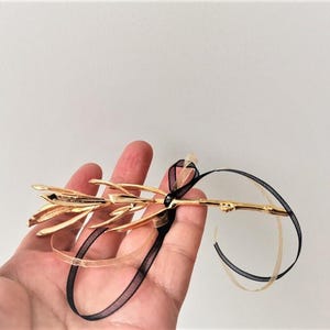 Gold olive twig, real olive tree twig electroplated with gold, greek olive sculpture in gold