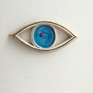 Occhio in ceramica blu, argilla in gres ad alta cottura, scultura da parete con occhio in ceramica, scultura da parete moderna con occhio blu