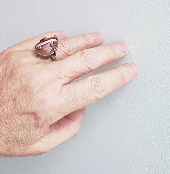 Unique carnelian ring, solid sterling silver stat… - image 16
