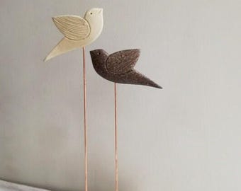 貝殻の鳥2羽、小鳥、磁器の鳥、石の鳥、装飾用の鳥 - Etsy 日本