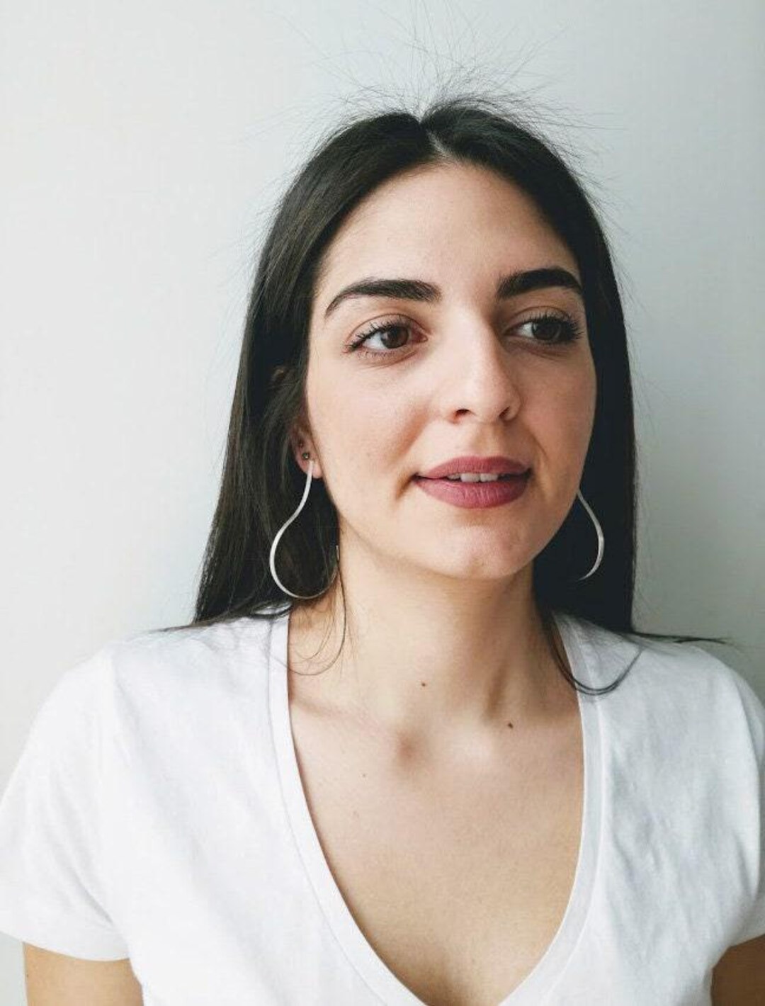 Question Mark Hoops, Sterling Silver Hoops, Modern, Scratched Surface ...