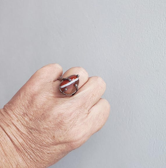 Unique carnelian ring, solid sterling silver stat… - image 7
