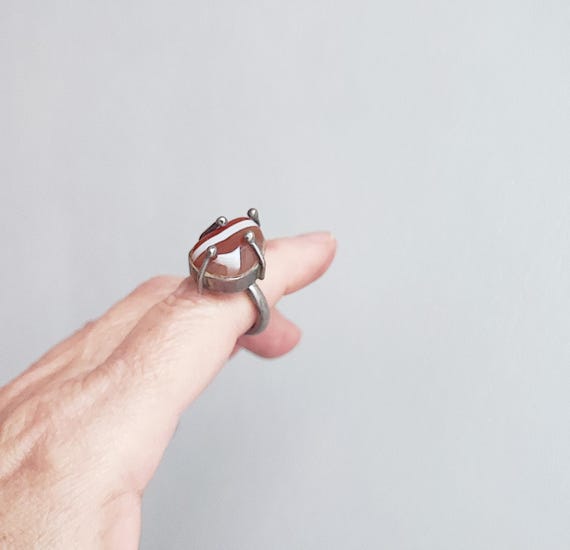Unique carnelian ring, solid sterling silver stat… - image 15