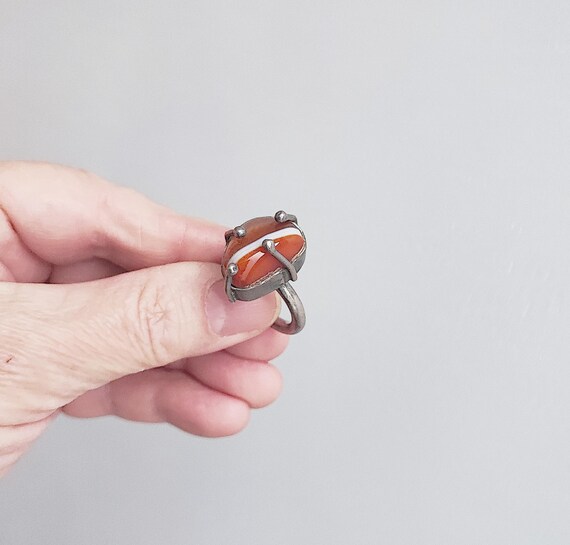 Unique carnelian ring, solid sterling silver stat… - image 11