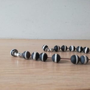 Tibetan agate worry beads, sterling silver and agate stones worry beads, black n white begleri, open greek worry beads, open greek komboloi