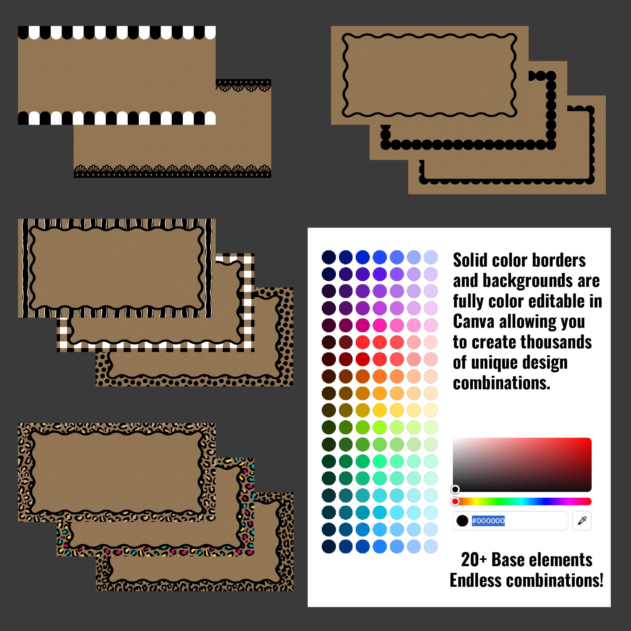 3x6 Color Editable Borders & Backgrounds for Canva Banner Templates - Etsy